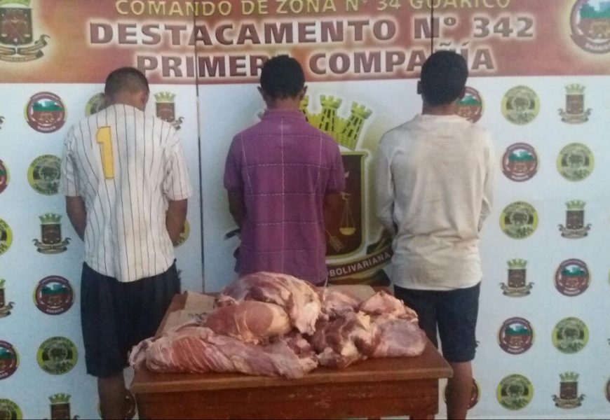 Atrapados delincuentes de carne de res por funcionarios del Destacamento